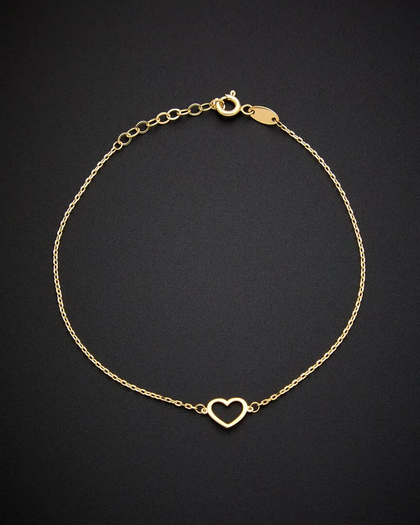 14K Italian Gold Adjustable Length Petite Heart Bracelet by Italian Gold