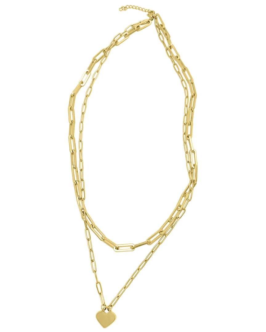 14K Plated Layered Heart Pendant Necklace by Adornia