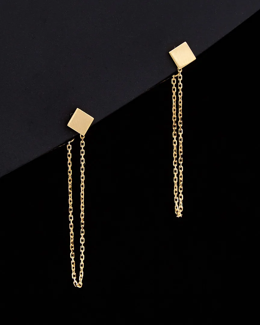 14K Italian Gold Square Earrings by Italian Gold