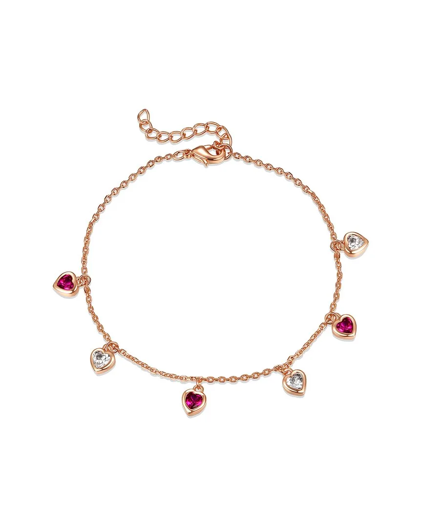 18K Rose Gold Plated Cz Heart Charm Bracelet by Rachel Glauber