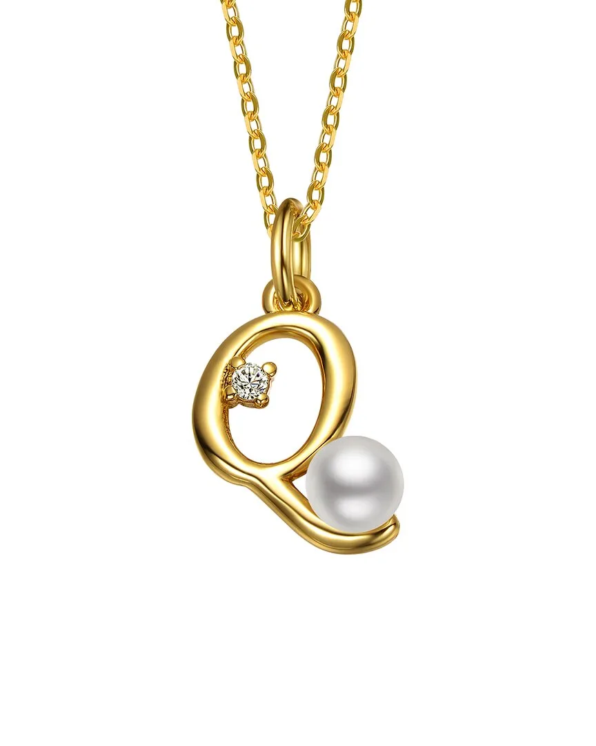 14K Plated 3.8Mm Pearl Cz Initial Pendant by Gigigirl