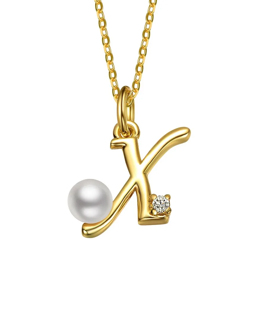 14K Plated 3.8Mm Pearl Cz Initial Pendant by Gigigirl
