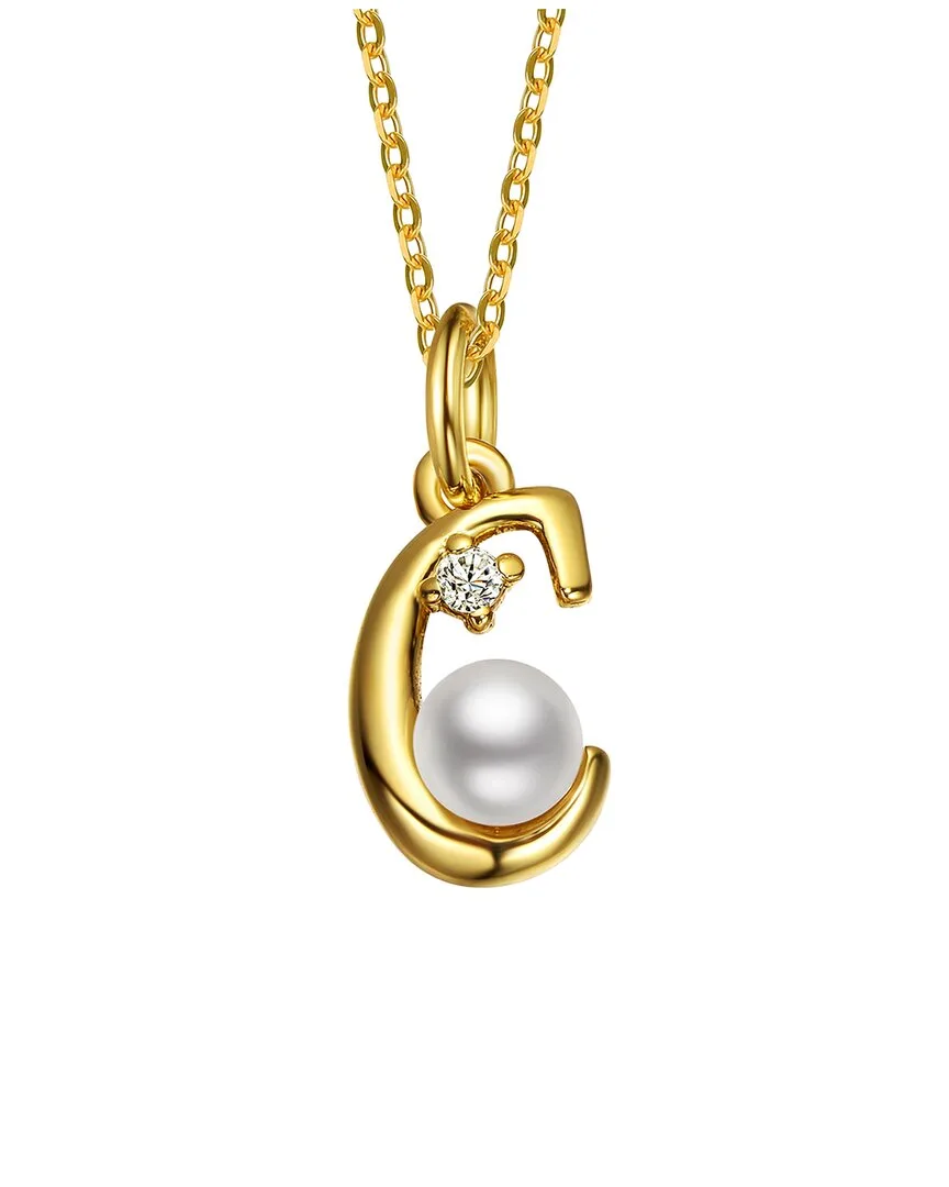 14K Plated 3.8Mm Pearl Cz Initial Pendant by Gigigirl