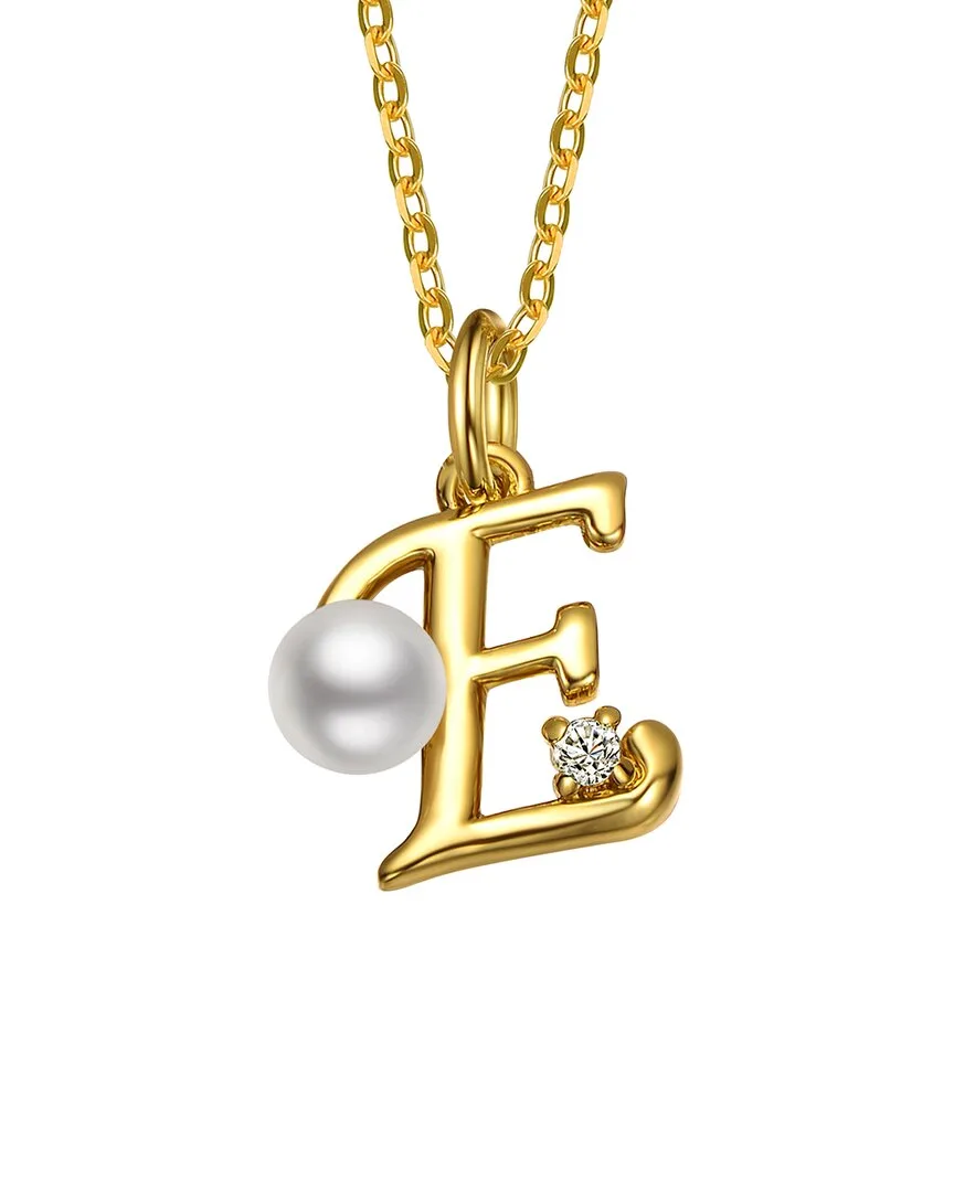 14K Plated 3.8Mm Pearl Cz Initial Pendant by Gigigirl