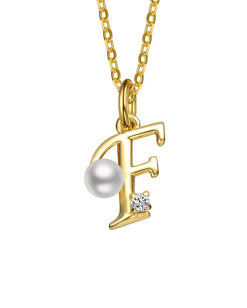 14K Plated 3.8Mm Pearl Cz Initial Pendant by Gigigirl