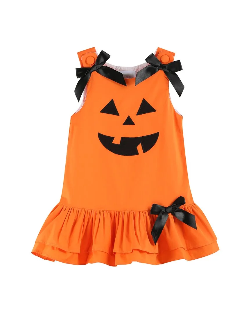Jack-O-Lantern Pumpkin Halloween Ruffle Dress by Lil Cactus