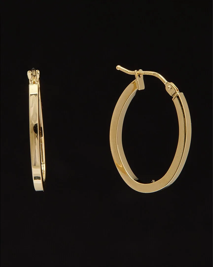 14K Flat Oval Hoops by Italian Gold