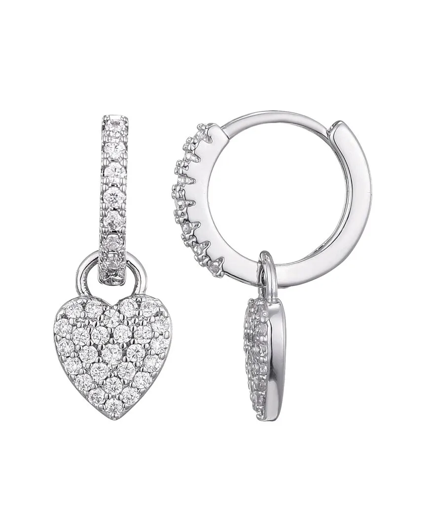 Silver Plated Cz Heart Huggie Earrings by Adornia