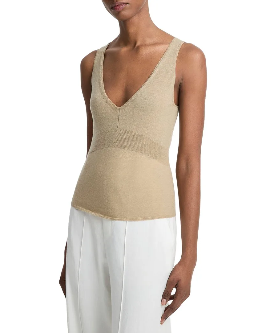 Wool-Blend Ribbed V-Neck Tank