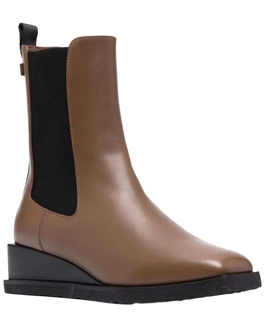 Wedged Leather Bootie by Ferragamo