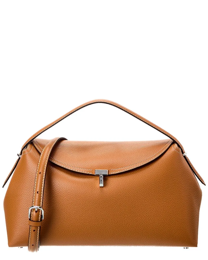T-Lock Top Handle Leather Satchel by Totême