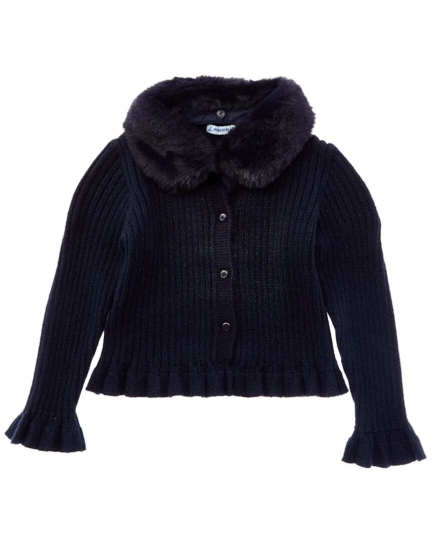 Faux Fur Collar Cardigan by Mayoral
