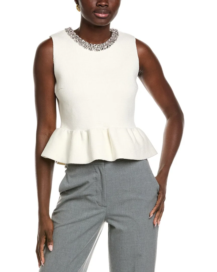 Jewel Trim Peplum Knit Top by Endless Rose