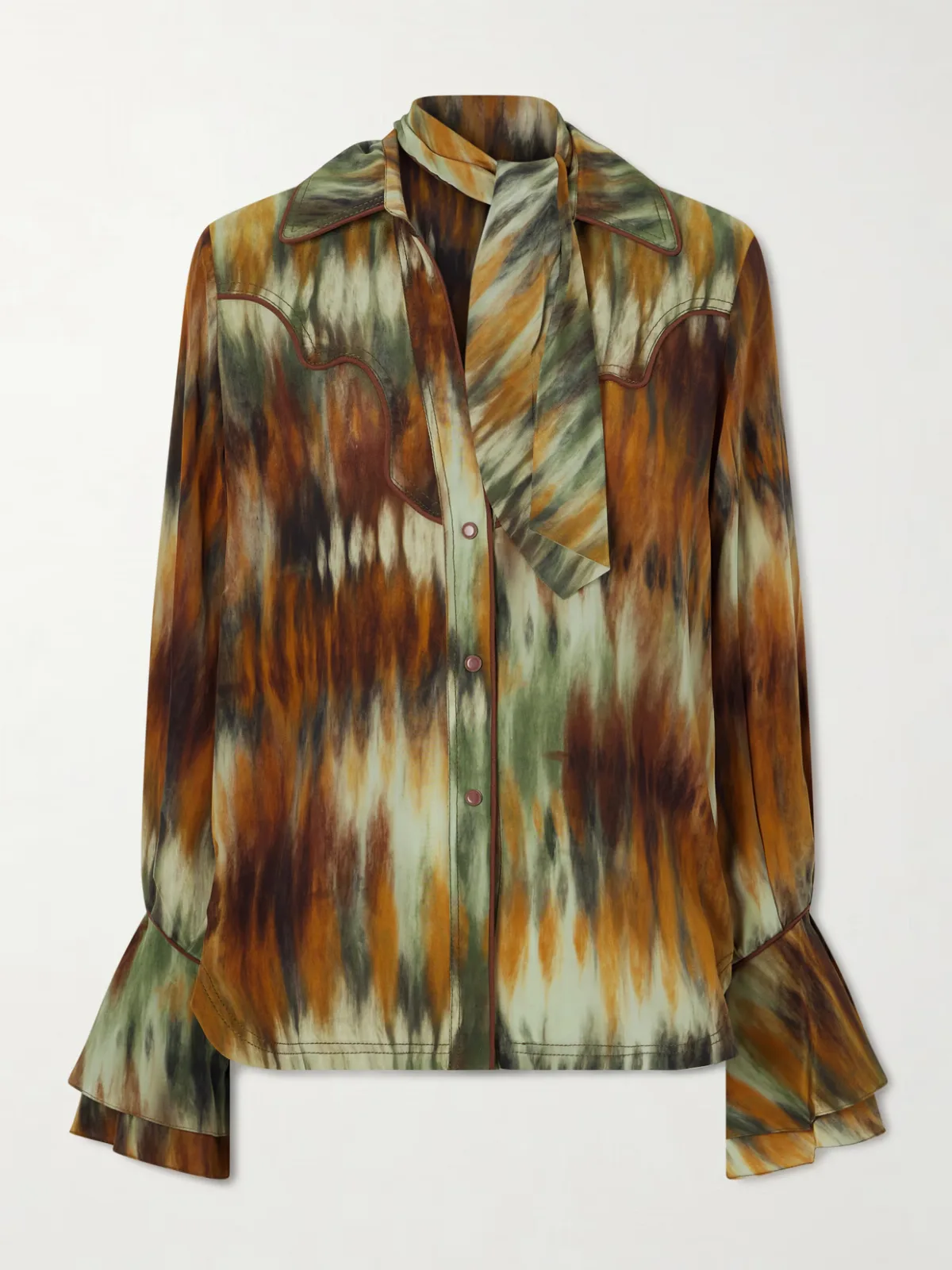 - Cabalgando Scarf-detailed Silk Crepe De Chine Shirt -