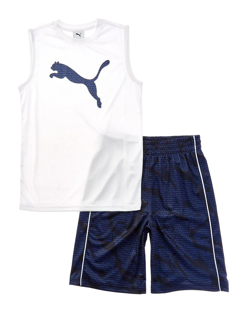 2Pc Muscle T-Shirt & Mesh Short Set by PUMA