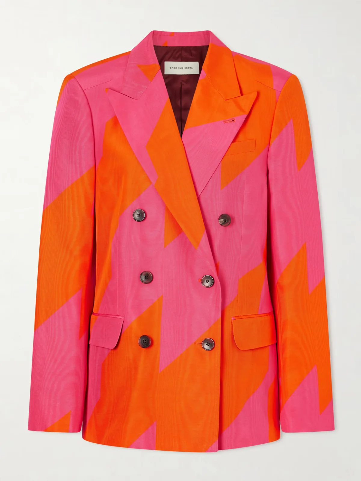 - Striped Double-breasted Cotton-blend Blazer -