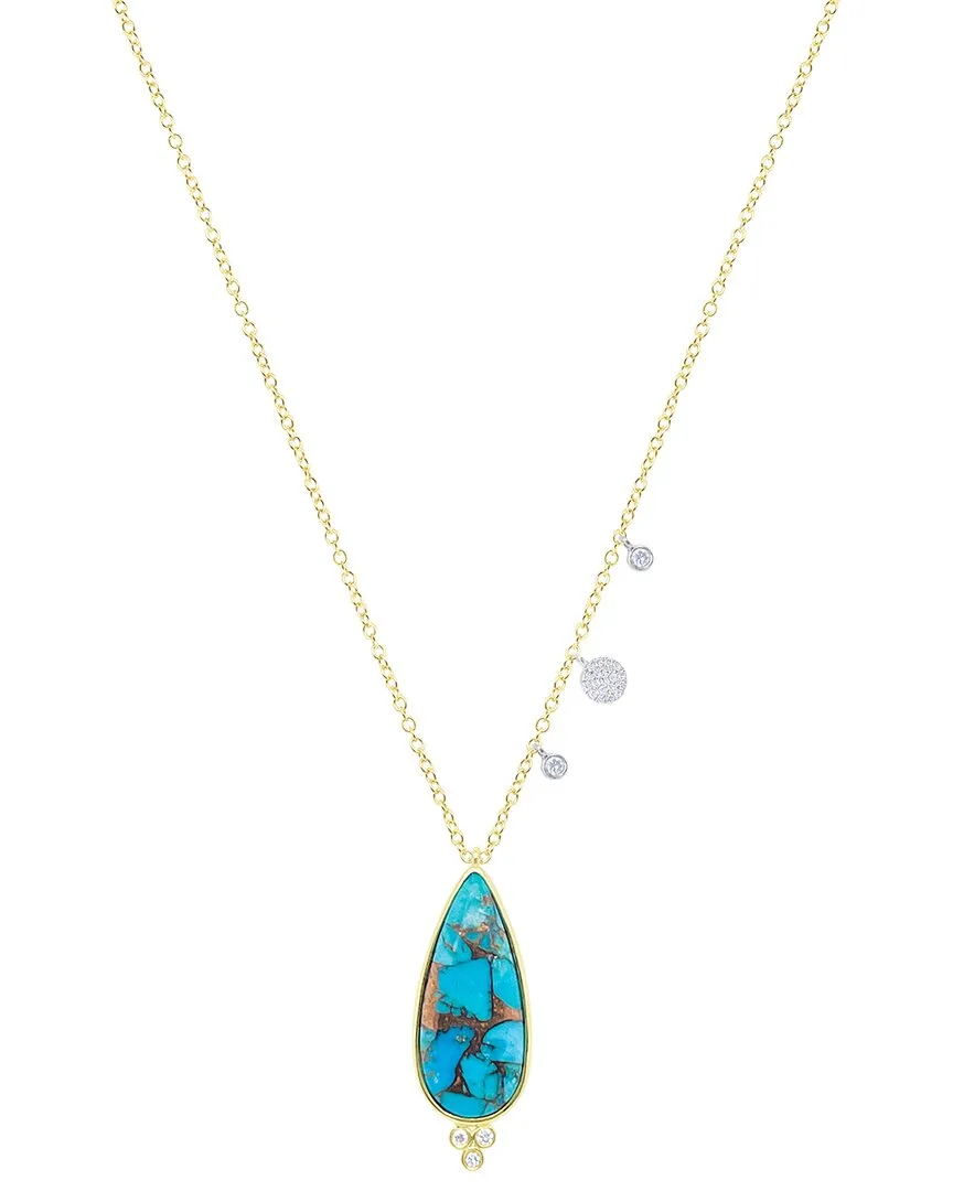14K 4.55 ct. tw. Diamond & Turquoise Necklace by Meira T