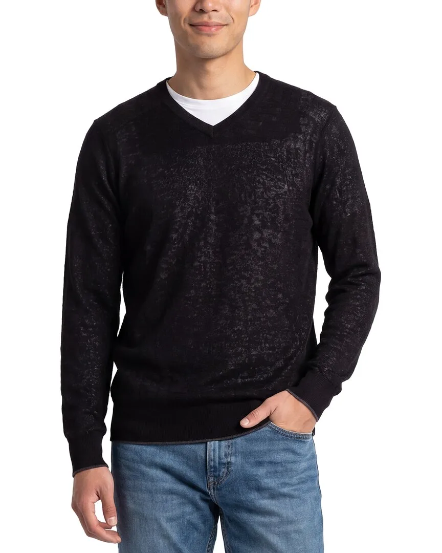 Jacquard Wool-Blend V-Neck Sweater by Raffi