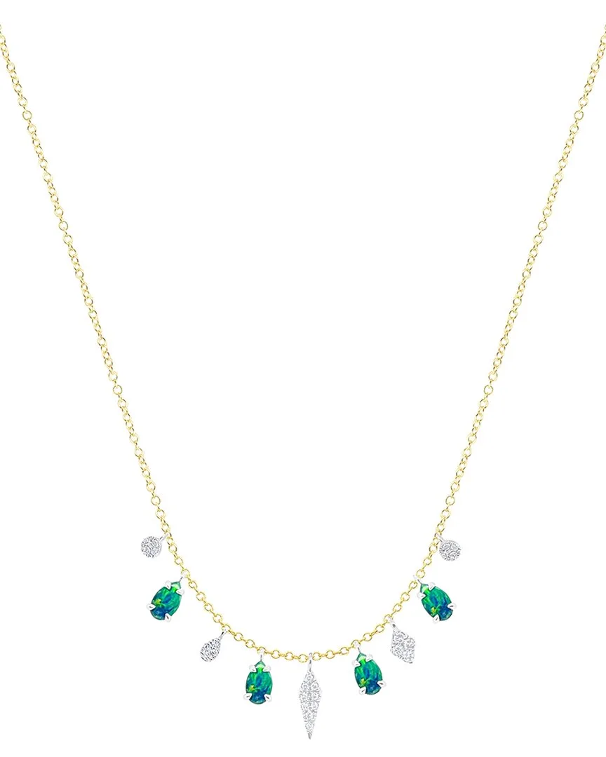 14K 0.50 ct. tw. Diamond & Opal Necklace