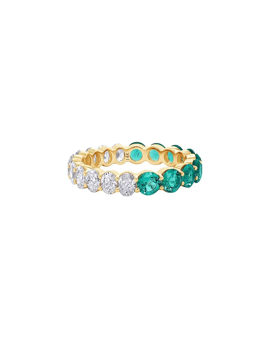 14K 2.82 ct. tw. Lab-Grown Diamond & Lab-Grown Emerald Ring