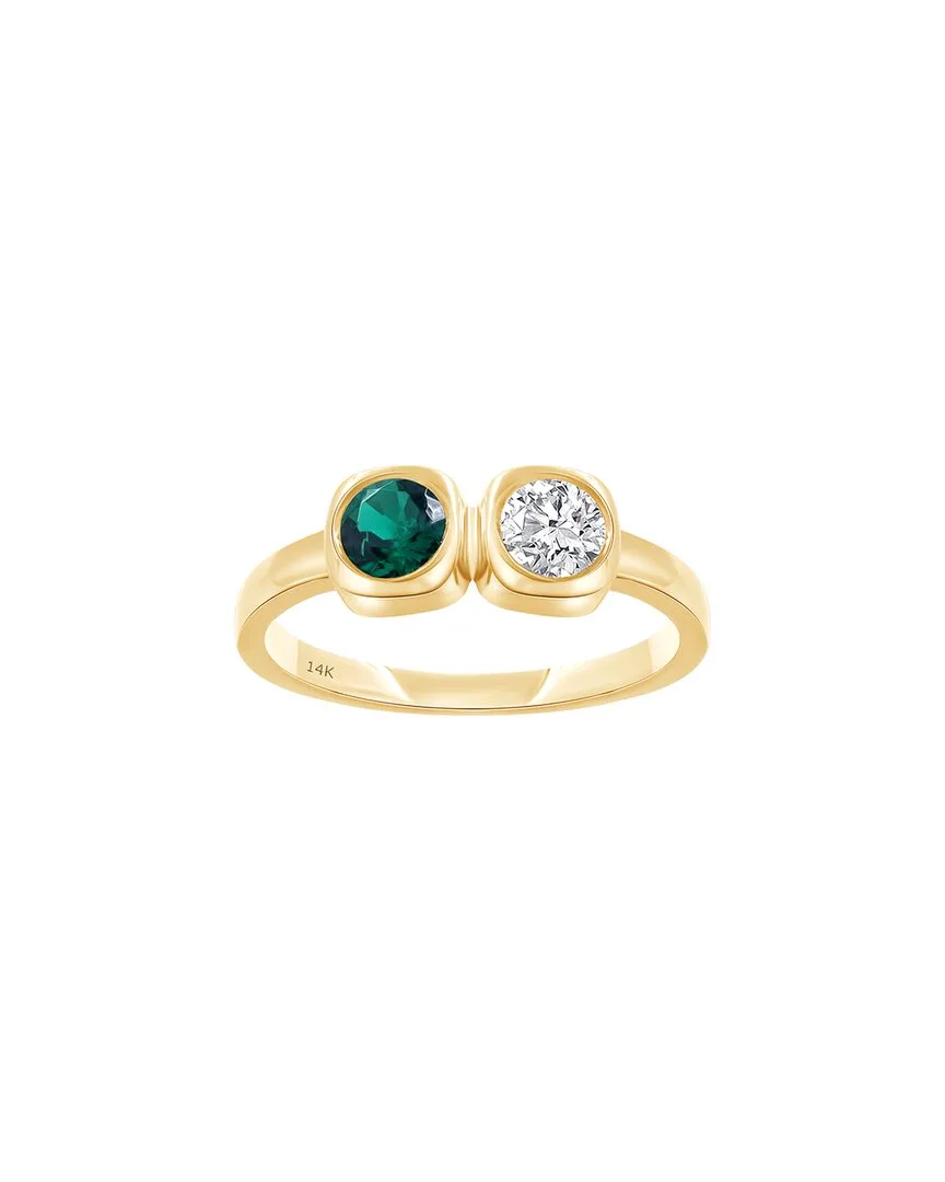 14K 0.50 ct. tw. Lab-Grown Diamond & Lab-Grown Emerald Ring by Meira T
