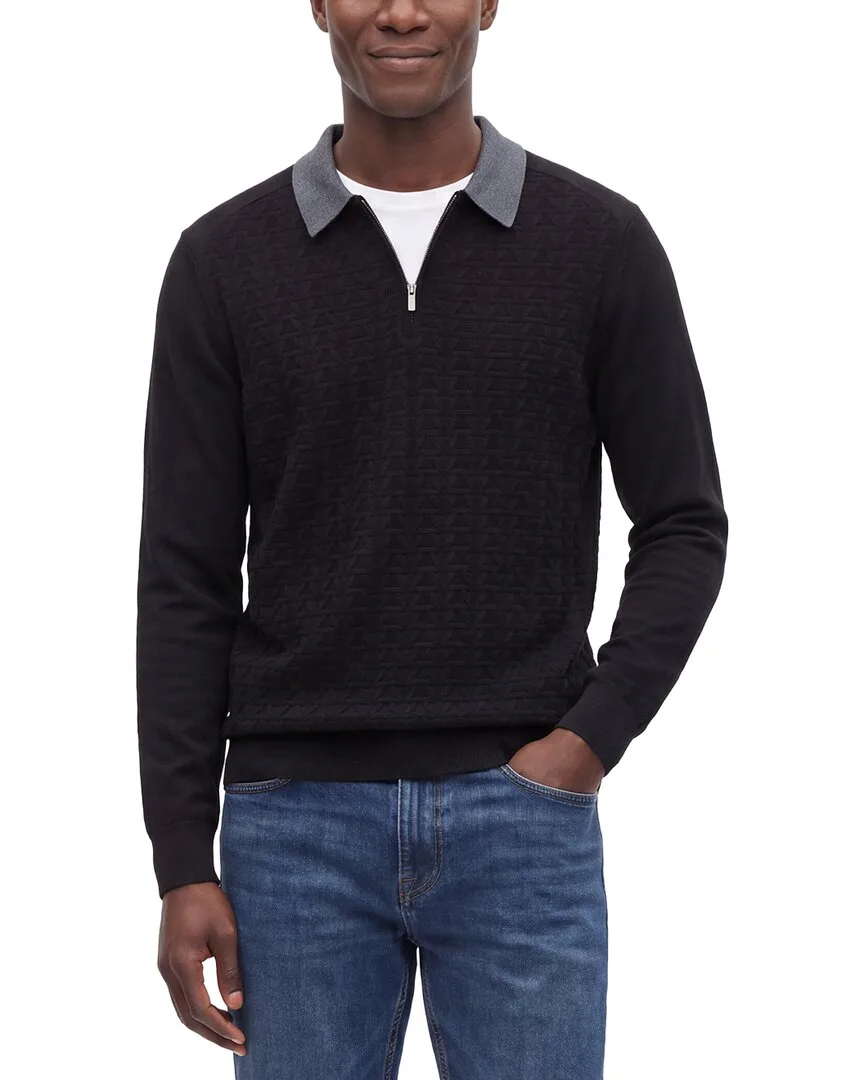 Jacquard Zip Wool-Blend Polo Shirt by Raffi