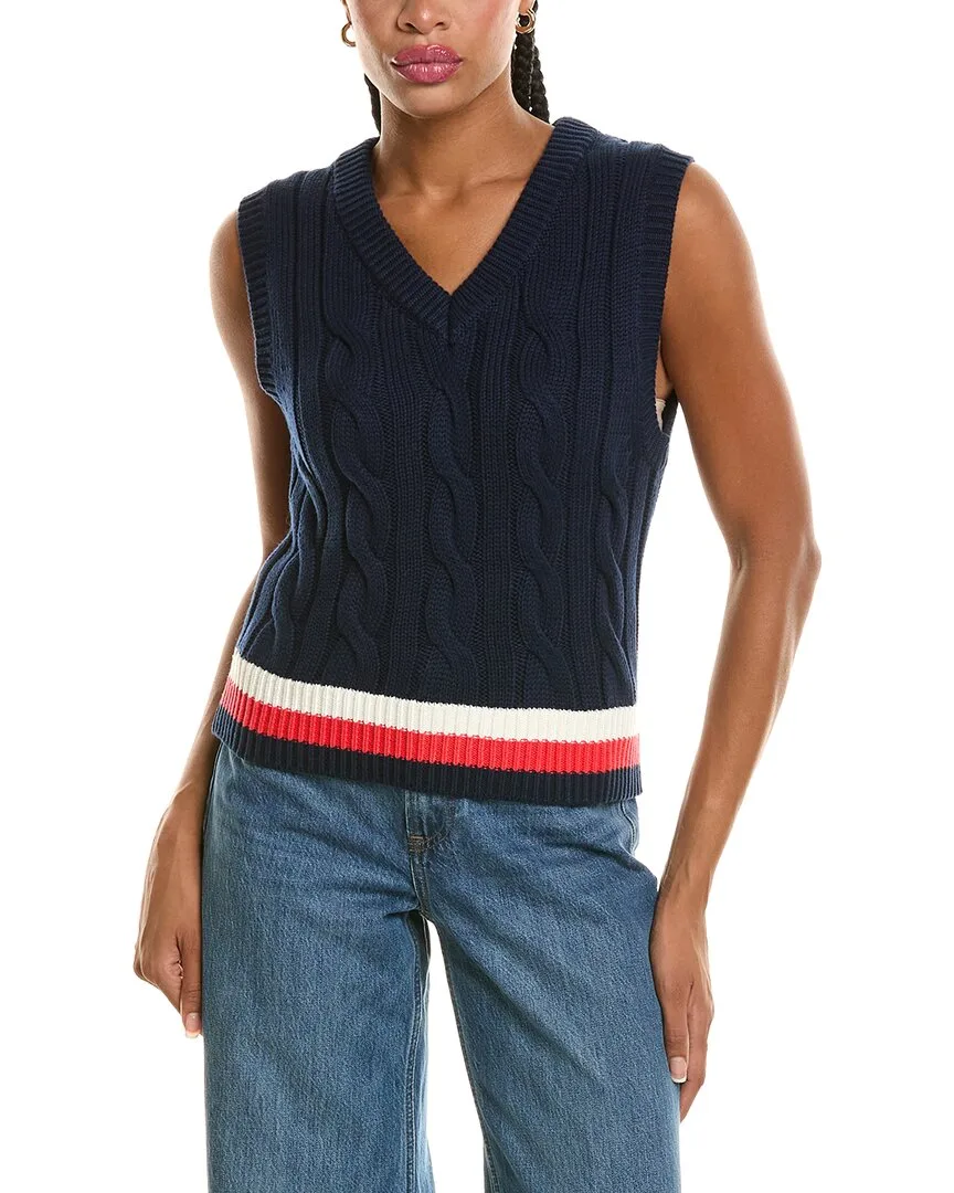 Cable Knit V Neck Vest Pullover by 525 America