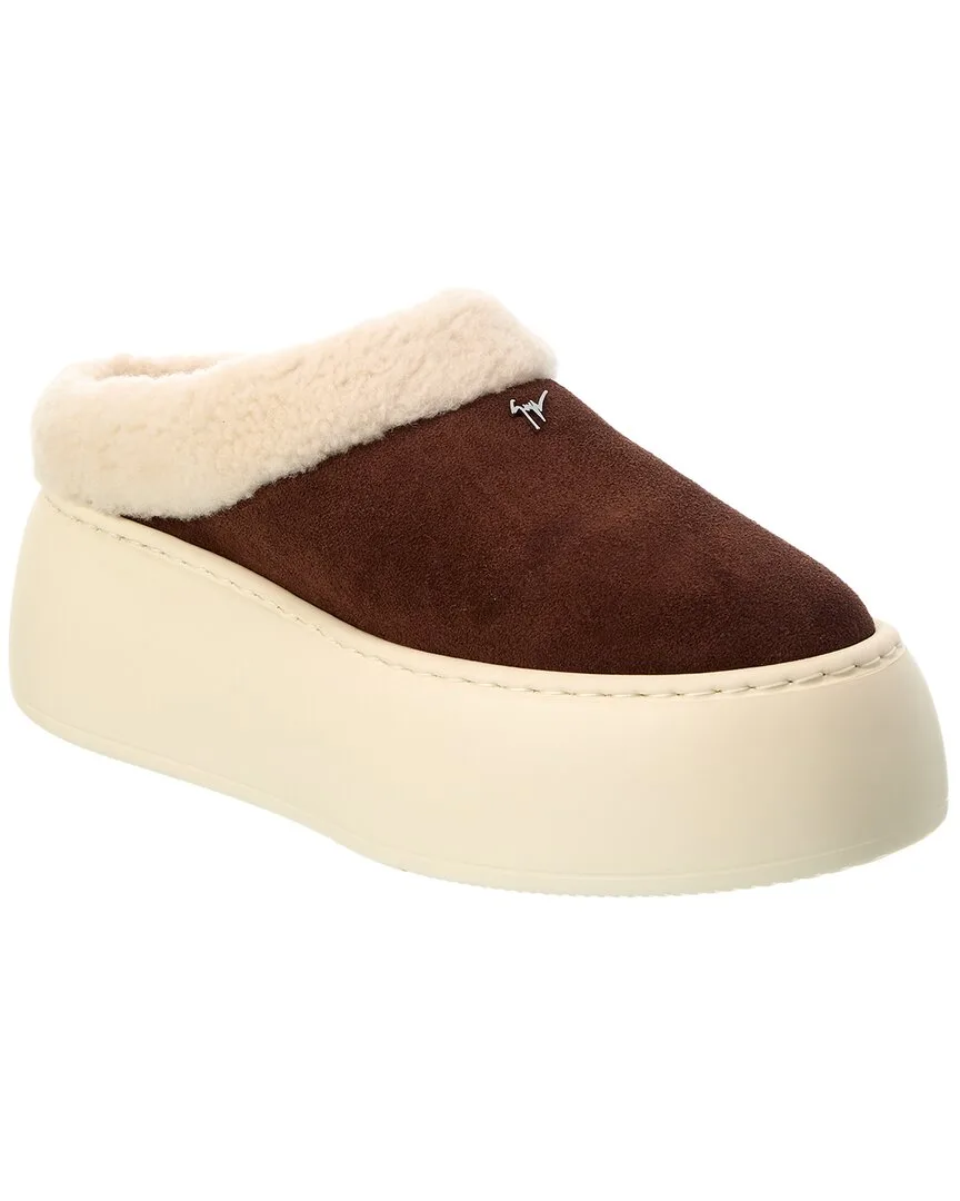 Alma Suede & Shearling Platform Mule by Giuseppe Zanotti