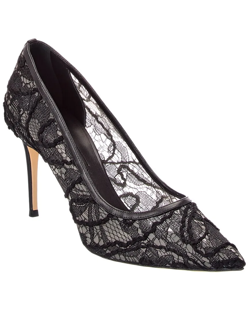 Lace & Leather Slingback Pump by Casadei