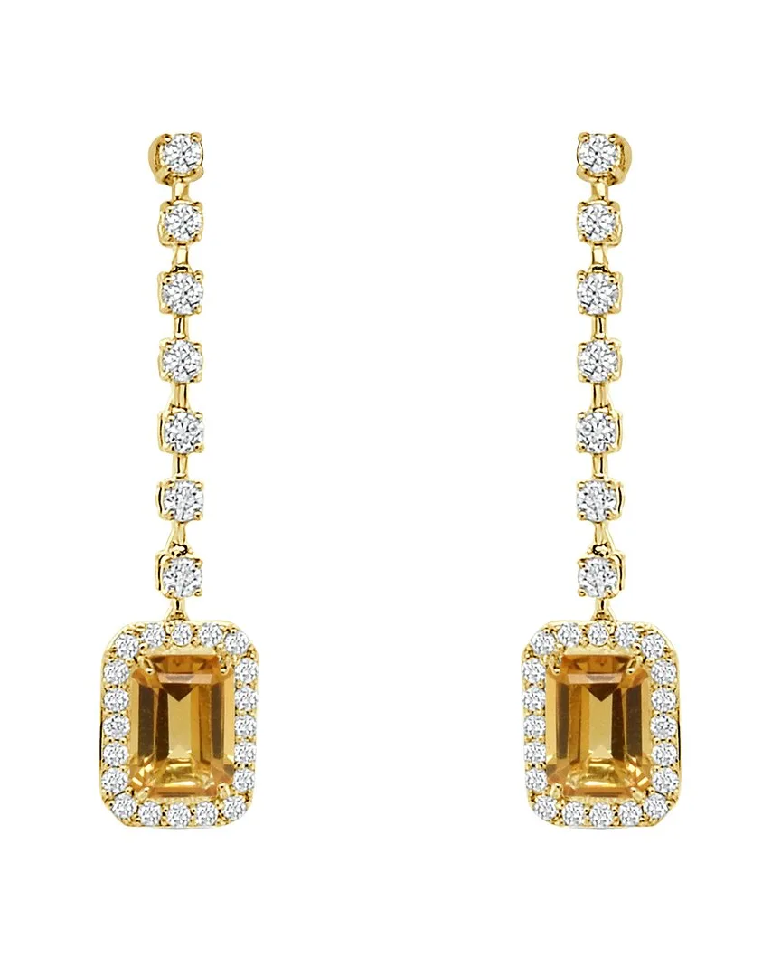 14K 1.56 ct. tw. Diamond & Citrine Drop Earrings