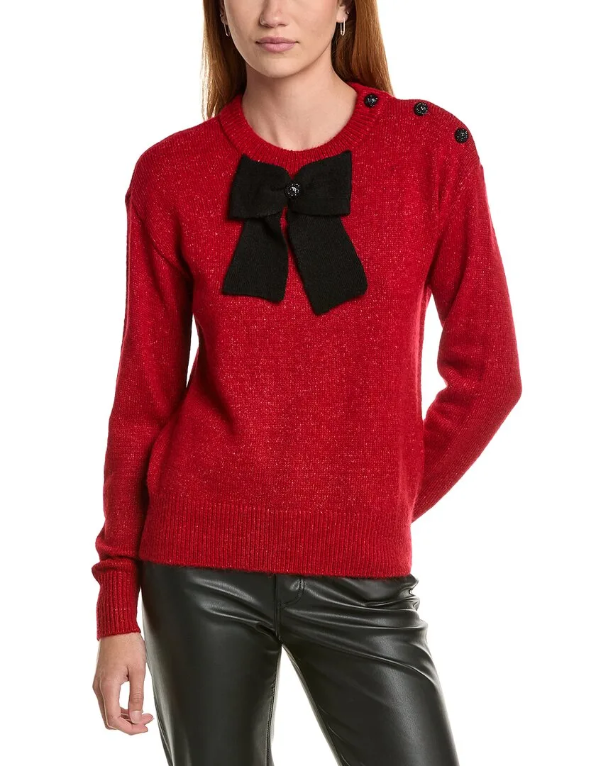 Front Bow Wool-Blend Sweater