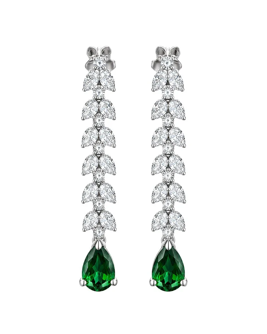 14K 4.94 ct. tw. Lab-Grown Diamond & Emerald Dangle Earrings