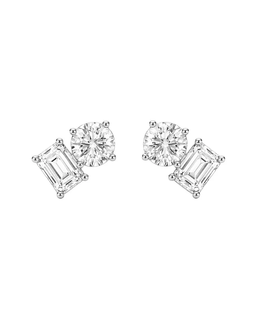 14K 4.24 ct. tw. Lab-Grown Diamond Two-Stone Stud Earrings by Elan Jewels