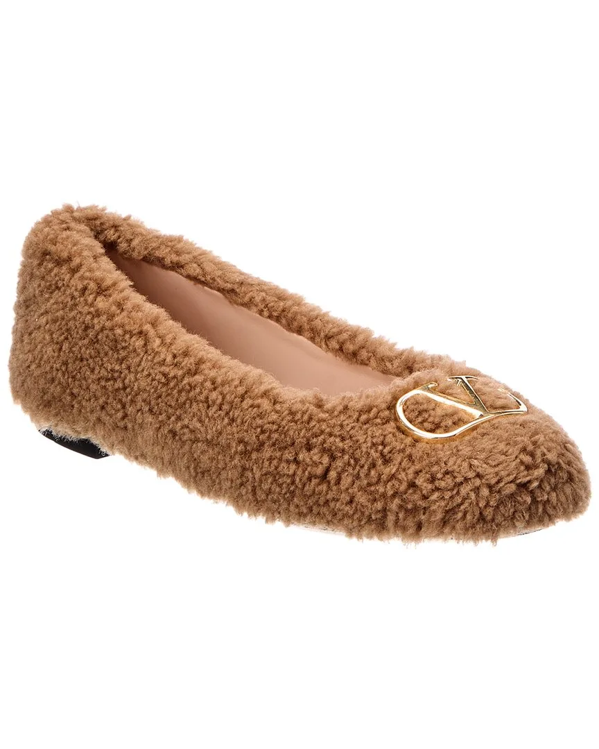 Vlogo Signature Shearling Ballet Flat by Valentino
