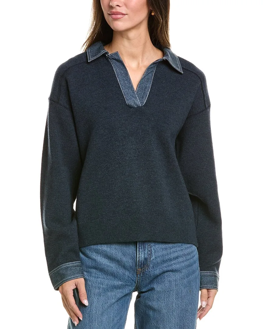 Marie Denim Wool-Blend Polo Shirt by rag & bone