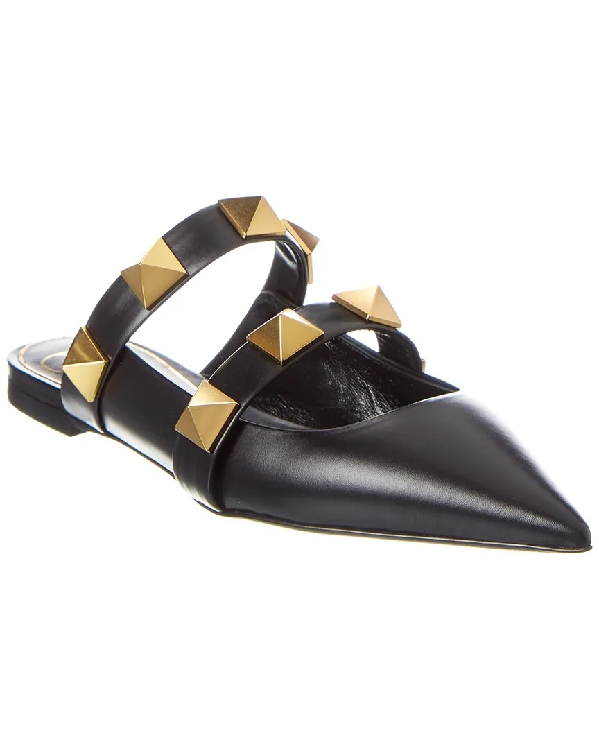 Roman Stud Leather Flat by Valentino