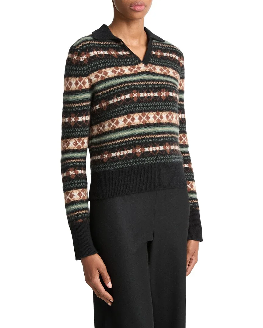 Fairisle 100% Cashmere Polo Sweater by Vince