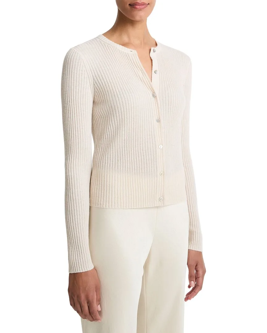 Ribbed Cashmere & Silk-Blend Cardigan by Vince