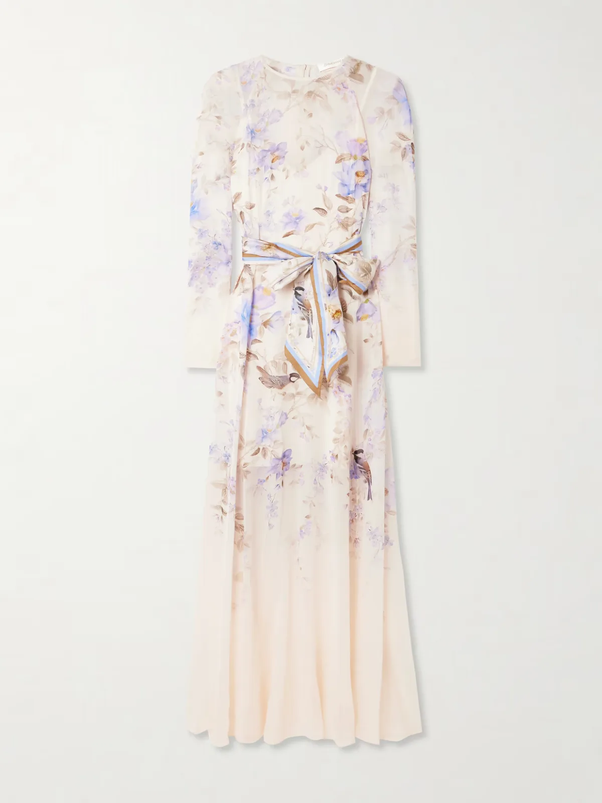 - Luna Belted Printed Silk Satin-trimmed Chiffon Maxi Dress -