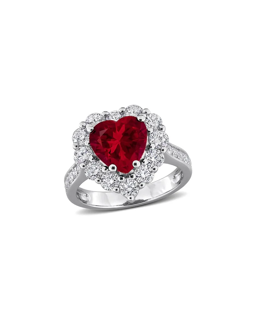 4.32 ct. tw. Lab-Grown Diamond & Lab-Grown Created Ruby Silver Ring