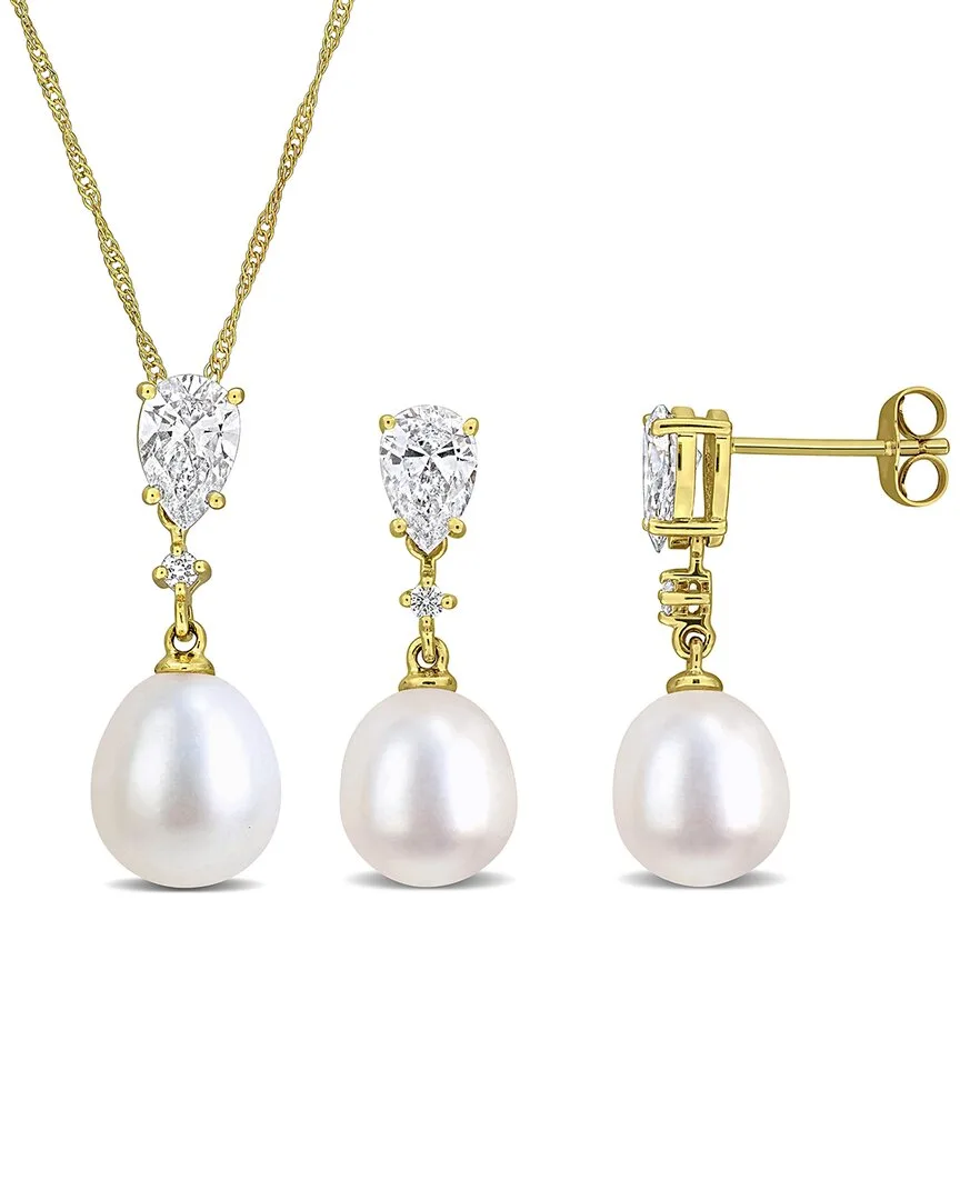 1.56 ct. tw. Lab-Grown Diamond & 8-8.5Mm Pearl 14K Set by Created Forever