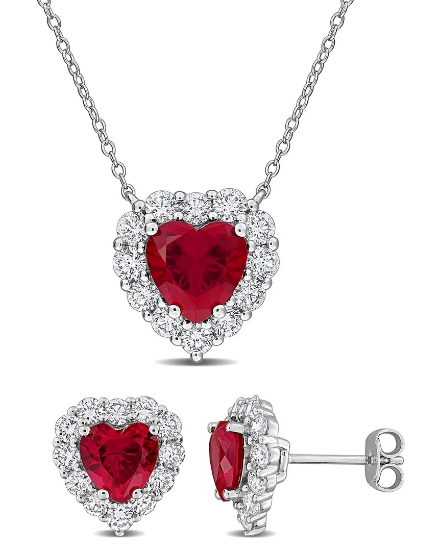 8.97 ct. tw. Lab-Grown Diamond & Lab-Grown Created Ruby Silver Set by Created Forever
