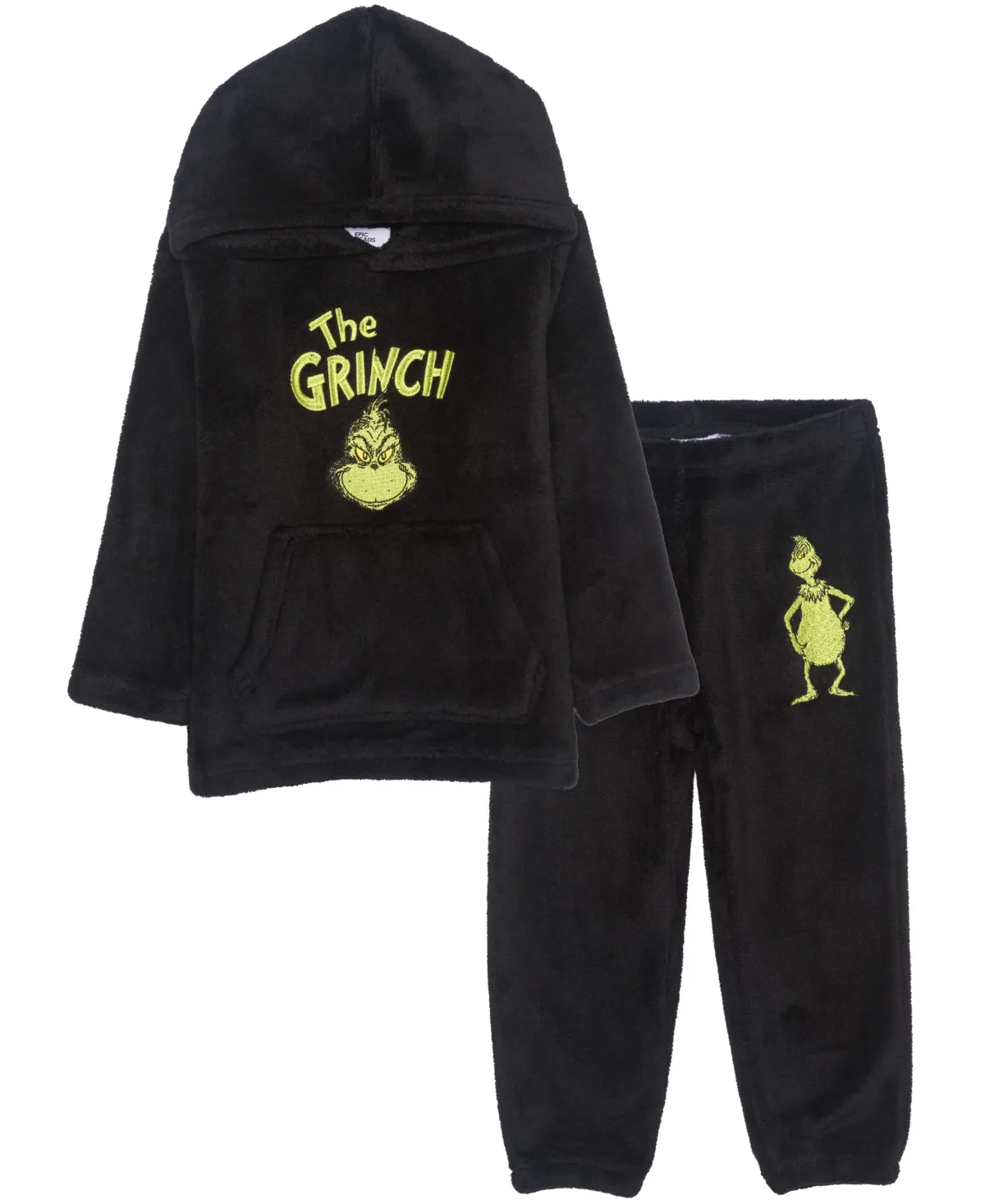 Grinch Smirk Long-Sleeve Hoodie and Pants, 2-Piece Set by Epic Threads