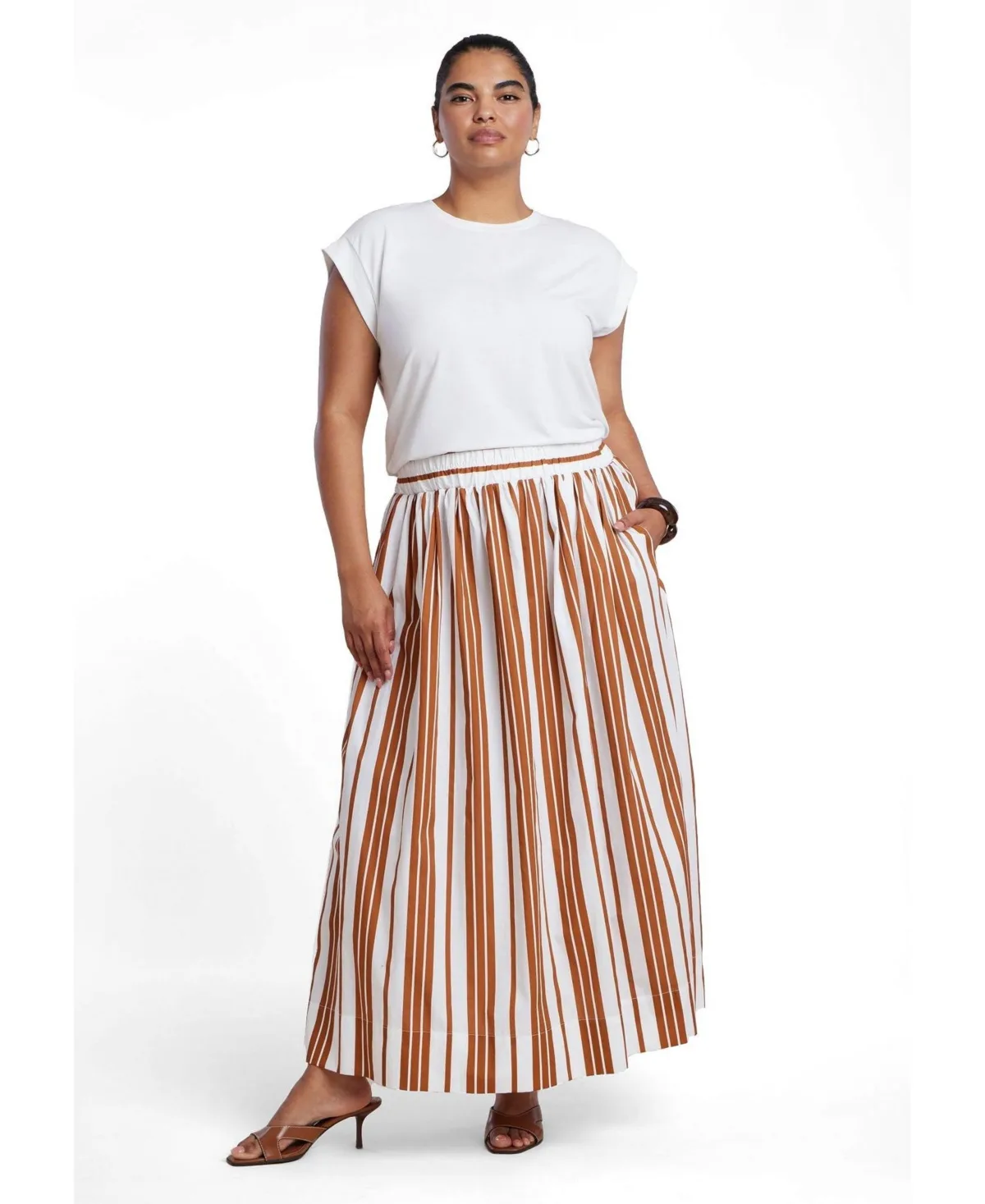 Poplin Maxi Skirt with Side Slits by Eloquii