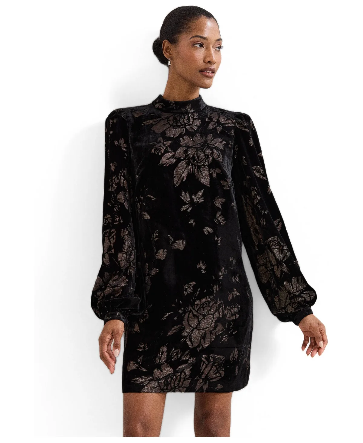 Reanna Floral Long-Sleeve Shift Dress
