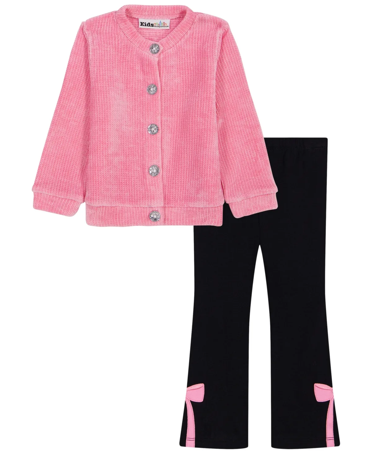 Striped Flare-Leg Cardigan and Pants, 2-Piece Set - Denim by Kids Headquarters