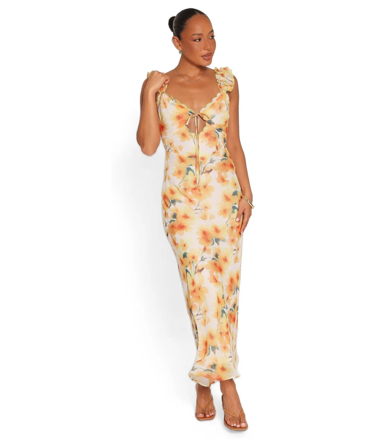 Jean Floral-Print V-Neck Maxi Dress by Petal and Pup