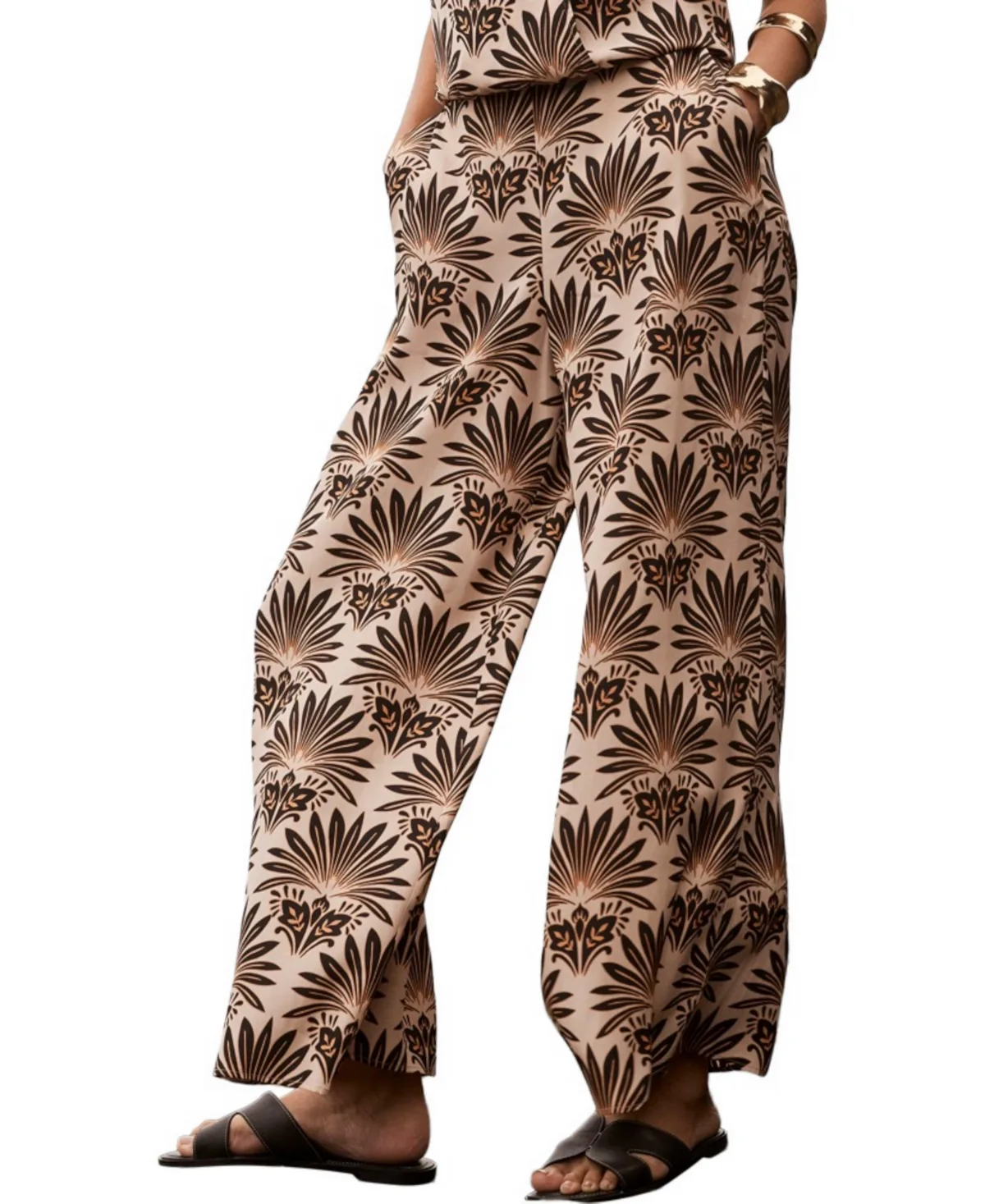 Satin Geo Print Wide Leg Trousers by Mint Velvet