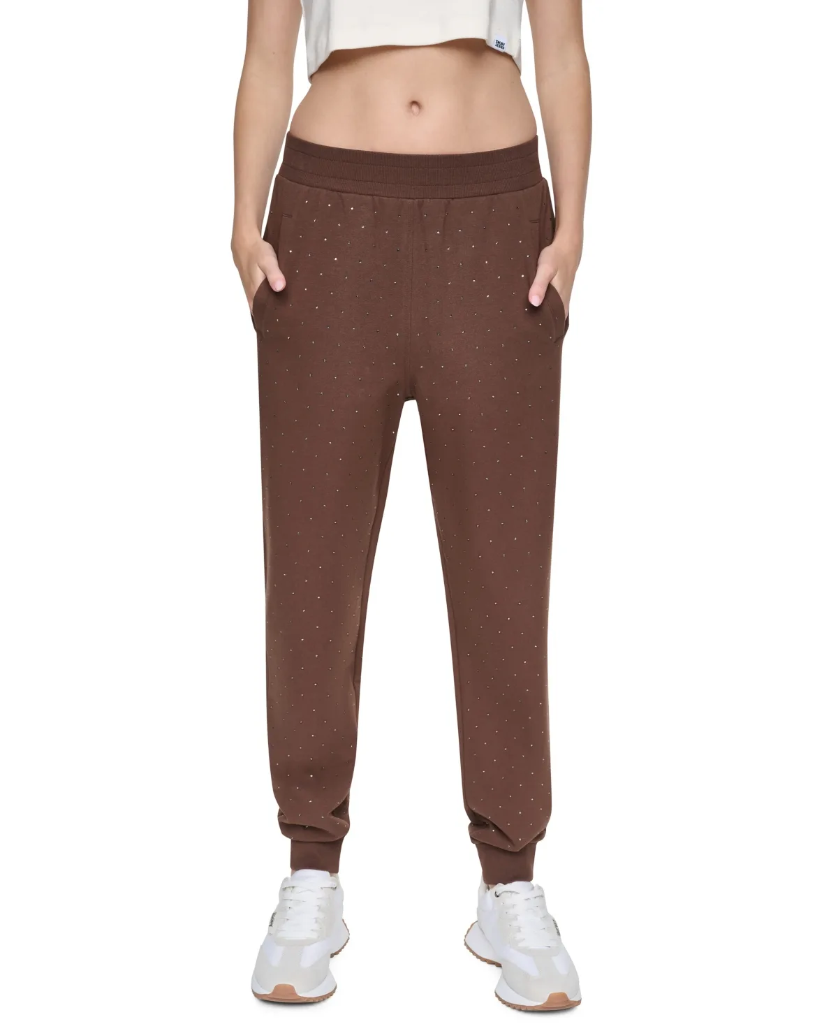 Rhinestone High-Rise Jogger Pants by DKNY