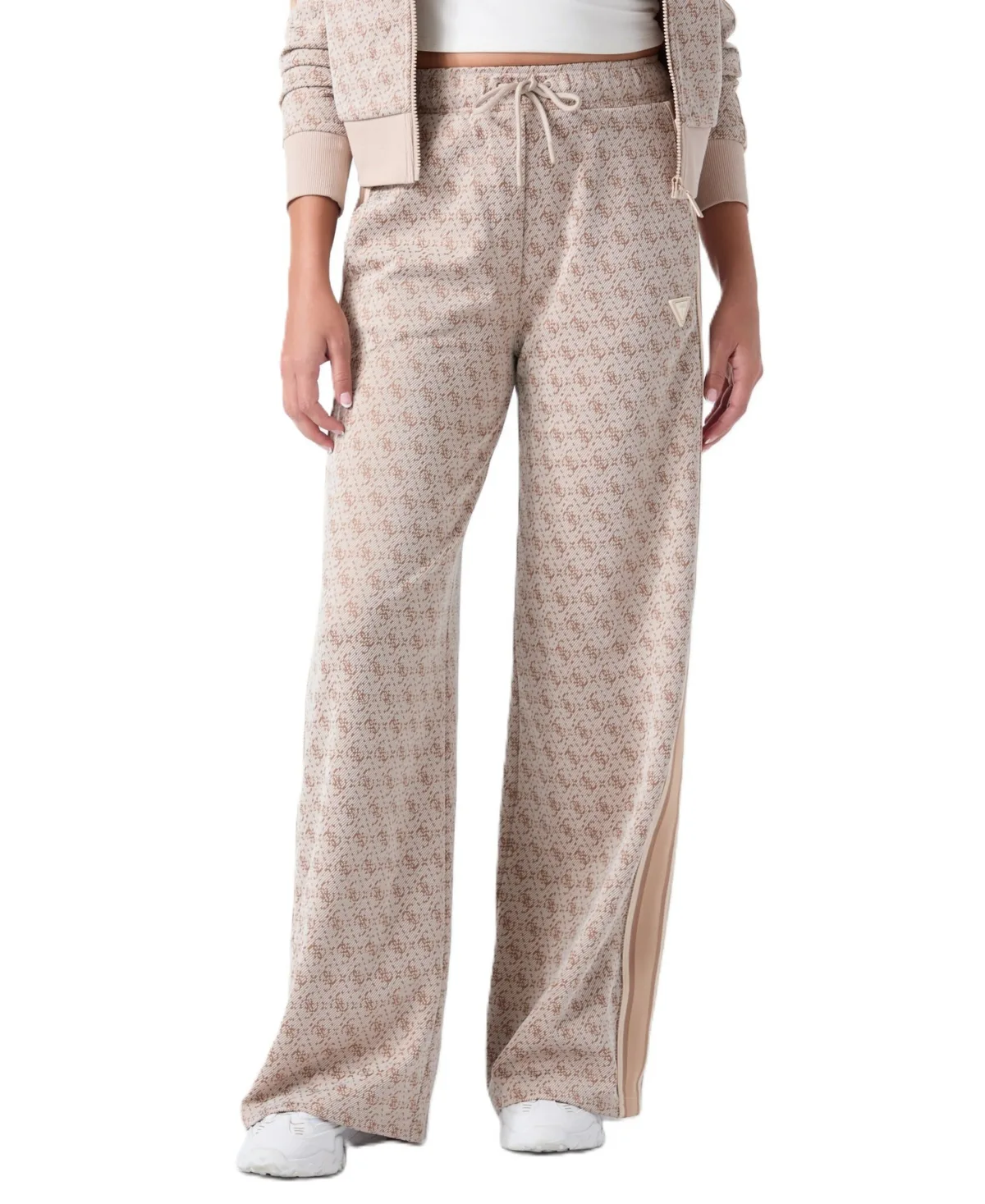 Wide-Leg Elastic-Waist Drawstring Pants - 4G Rhombus Buffy Jacquard